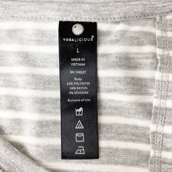 Yogalicious Heather Striped Open Back Tank Large - Picture 6 of 8